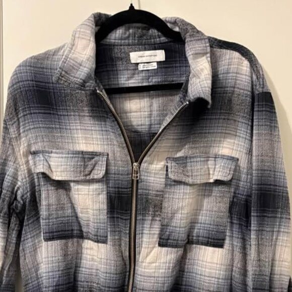 Urban Outfitters Men’s Plaid Full Zip Work Shirt – Blue/Grey (Men’s M / Women’s - Picture 5 of 5